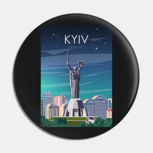 Kyiv Kiev Ukraine Motherland Monument Vintage Minimal European City Travel Poster Pin