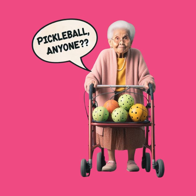 Pickleball, Anyone? Old Lady with a Walker #1 by Battlefoxx Living Earth