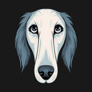 Borzoi Face Cute Cartoon Puppy Lover T-Shirt