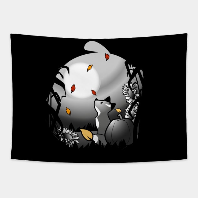 Harvest Moon fox Tapestry by Spikeani