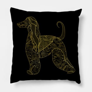 Afghan hound Gold Paisley pattern Pillow