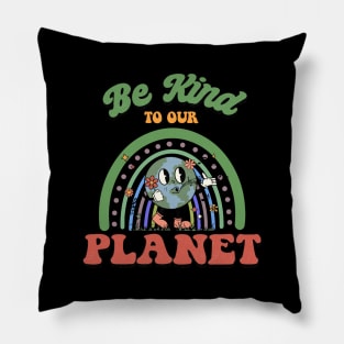 Be Kind To Our Planet Rainbow Earth Day Pillow