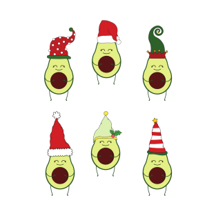 Happy Christmas Avocadoes in Hats T-Shirt