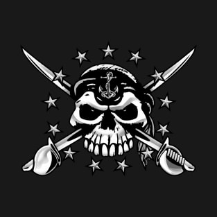 Old Salt Sailor Skull with 13 Stars, Anchor and Crossed Cutlasses T-Shirt