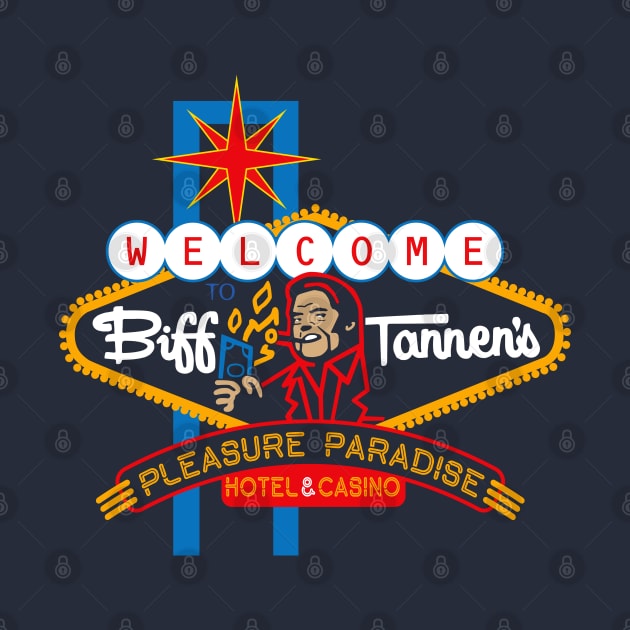 Welcome To Biff's Pleasure Paradise Sign by Alema Art