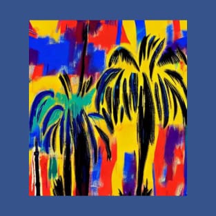 Palm Trees Multi Colored Summertee T-Shirt