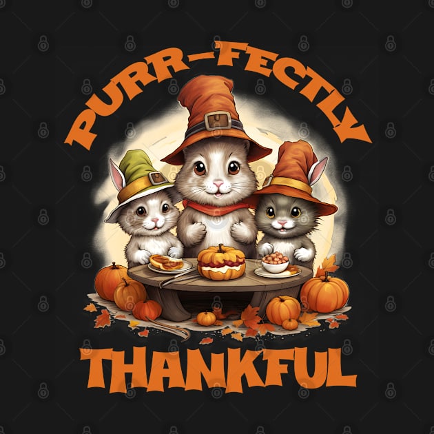 Thanksgiving - Purr-fectly Thankful by Merch Manias