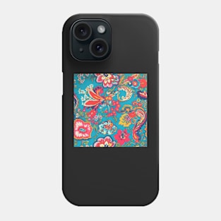 Cheerful Wildflowers, Blue, Teal, Red, Pink Phone Case