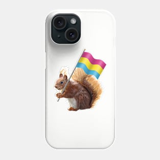 Red Squirrel holding a Pansexual Pride Flag Phone Case