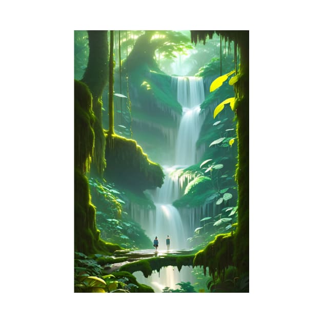 Cute Couple in Waterfalls in a Forest by Trendy-Now