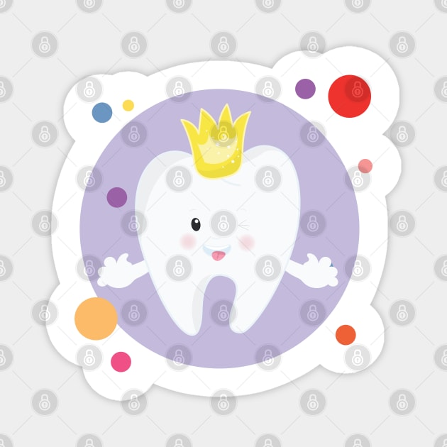 Queen King Shiny Clean Cute Kawaii Tooth Magnet by The Little Store Of Magic