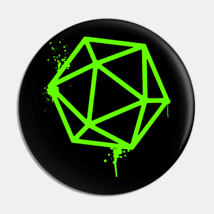 D20 Dice Lime Green Tabletop RPG Gaming Pin