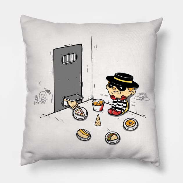 No Burgers for Burglar Pillow by Made With Awesome