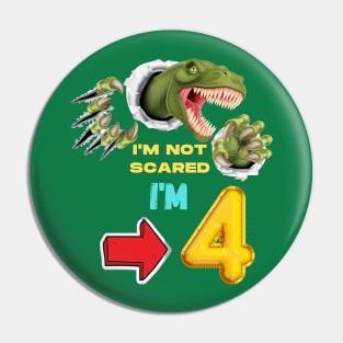 4th Birthday Dinosaur Roaring Pin