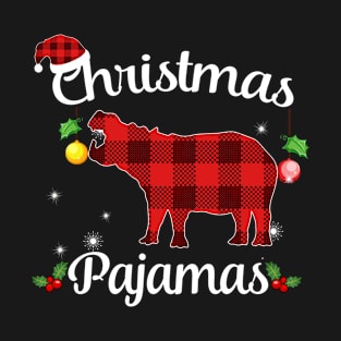 Hippopotamus Buffalo Plaid Christmas Pajamas Funny Xmas Gift T-Shirt