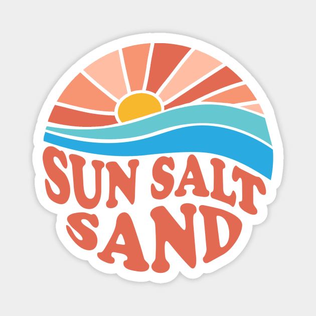 Vintage retro sunset Sun Salt Sand Magnet by Shanti-Ru Design