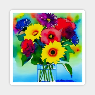 Vase of Flowers Digital Watercolor (MD23Ar104) Magnet