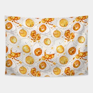 Cooked Eggs Watercolor Tapestry