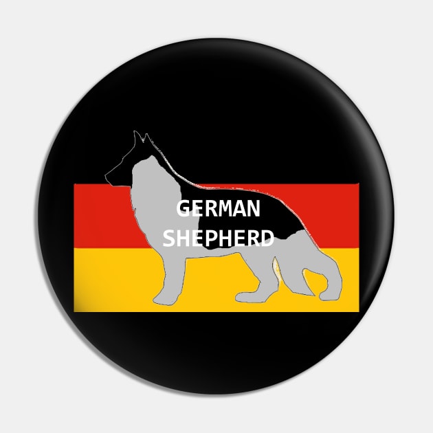 german shepherd black and silver name silhouette on flag Pin by Wanderingangel