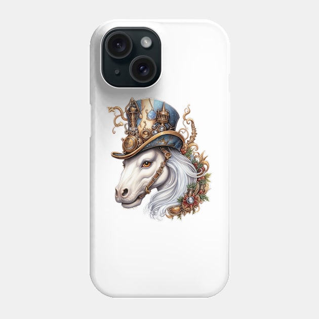 Steampunk Christmas Horse Phone Case by Chromatic Fusion Studio