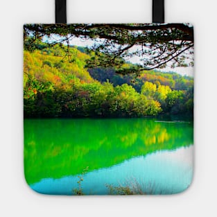 View at Lago di Boccafornace in Pievebovigliana, Valfornace (Macerata) with mirroring body of water Tote