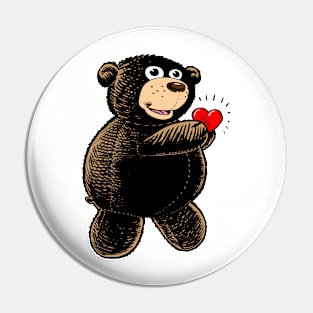 Bear with Heart Pin