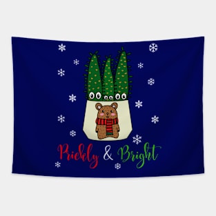 Prickly And Bright - Eves Pin Cacti In Christmas Bear Pot Tapestry