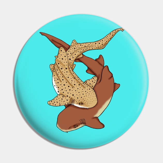 Carpet Shark Pair Pin by HonuHoney