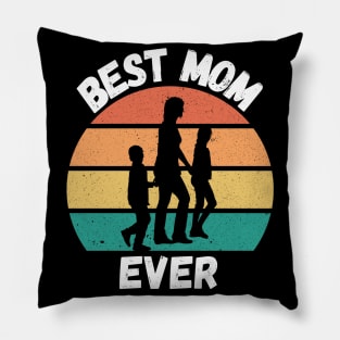 Best Mom Ever. Retro Sunset Design For Moms. Pillow