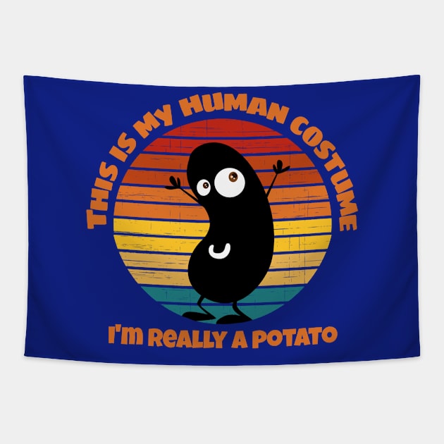 This is My Human Costume I'm Really a Potato funny Halloween Tapestry by Nadey