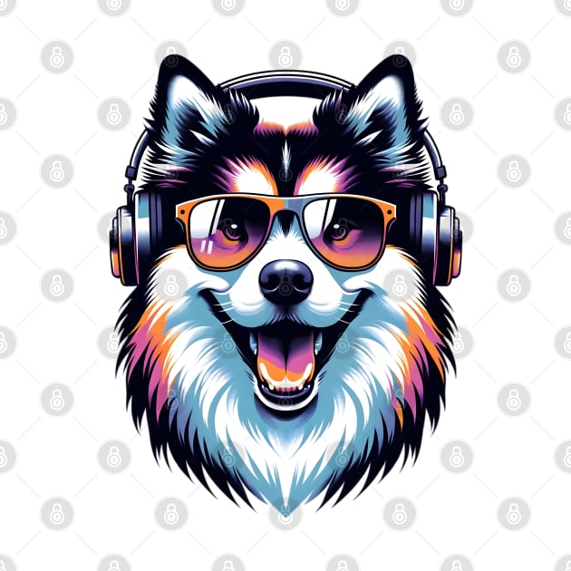 Icelandic Sheepdog Smiling DJ with Joyful Beats by ArtRUs