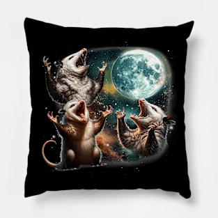 Three Opossum Moon 3 Possum Full Weird Magic Meme Pillow