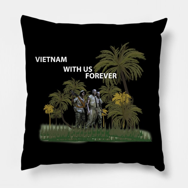 The Three Servicemen - Vietnam Memorial w Jungle wo Bkgrd Pillow by twix123844