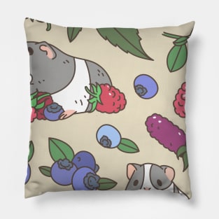 Black and White Guinea pigs and Wild Berries Pillow