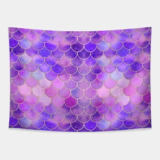 Ultra Violet & Gold Mermaid Scale Pattern Tapestry