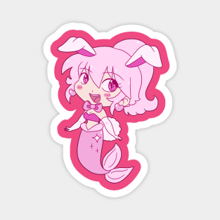 Pink Bunny Girl Mermaid Magnet