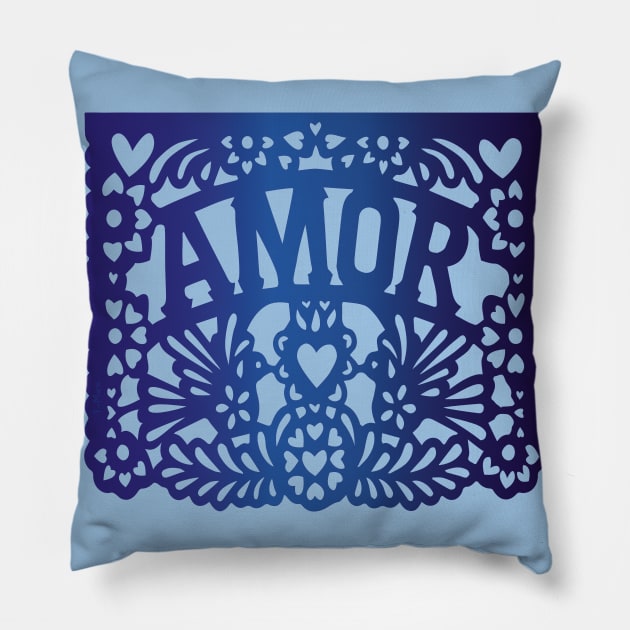 Blue LOVE mexican deco Pillow by T-Mex