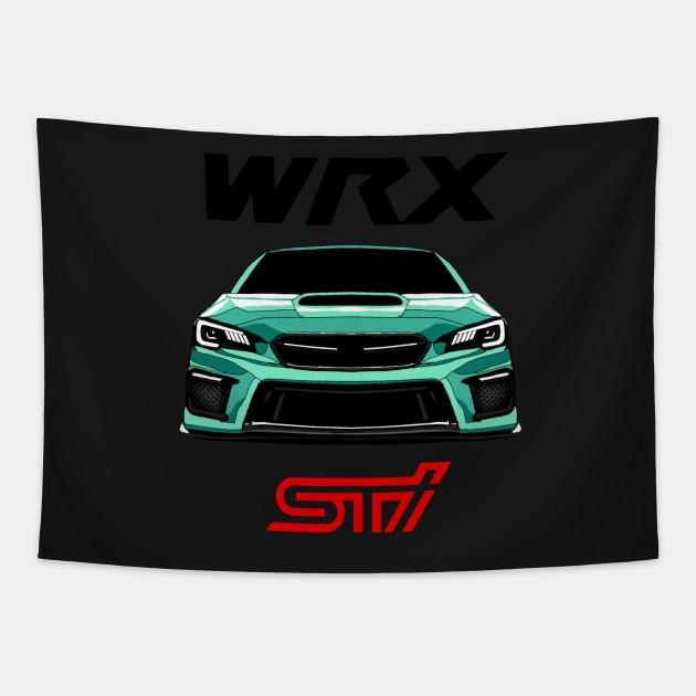 WRX sti illustration vector art Tapestry by ASAKDESIGNS