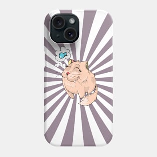 Fat Brown Cat Thinking About Fish Phone Case