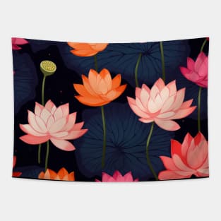 Serenity Blooms: Timeless Lotus Flower Pattern Tapestry