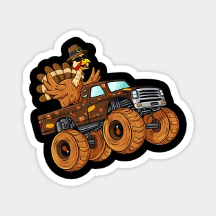 Thanksgiving Turkey Riding Monster Truck Boys Kids Magnet