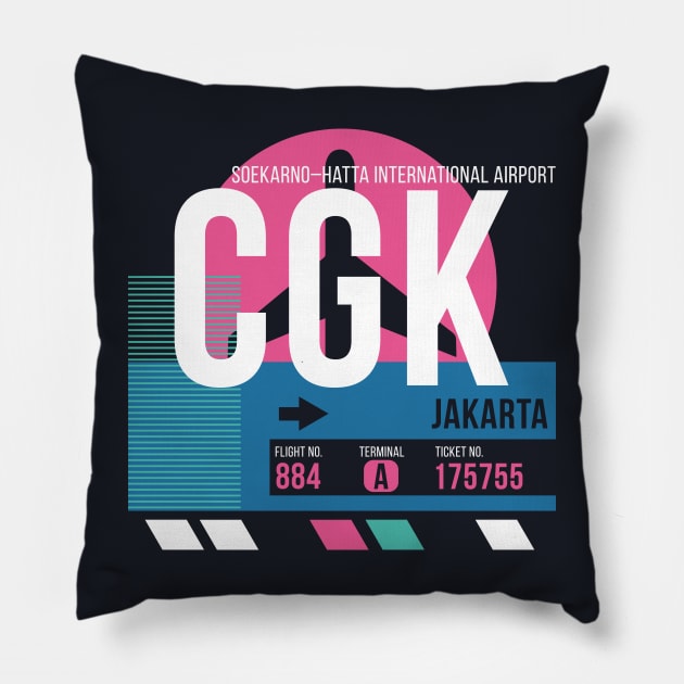 Jakarta (CGK) Airport // Sunset Baggage Tag Pillow by Now Boarding