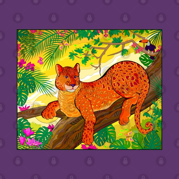 Leopard in tropical jungle by Artist Natalja Cernecka