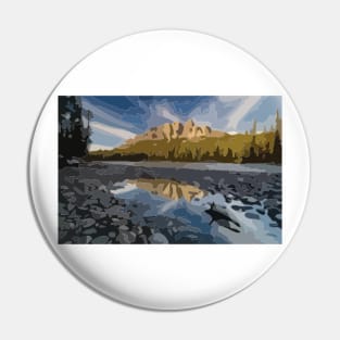 Castle Mountain Digital Painting Pin