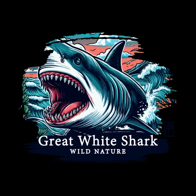 Great White Shark - WILD NATURE - GREAT WHITE SHARK -12 by ArtProjectShop