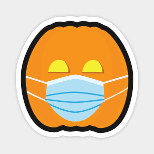 Cute Orange pumpkin wearing Blue surgical mask Magnet