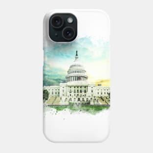 Washington DC Capitol Hill USA Breathtaking Watercolor Painting Phone Case