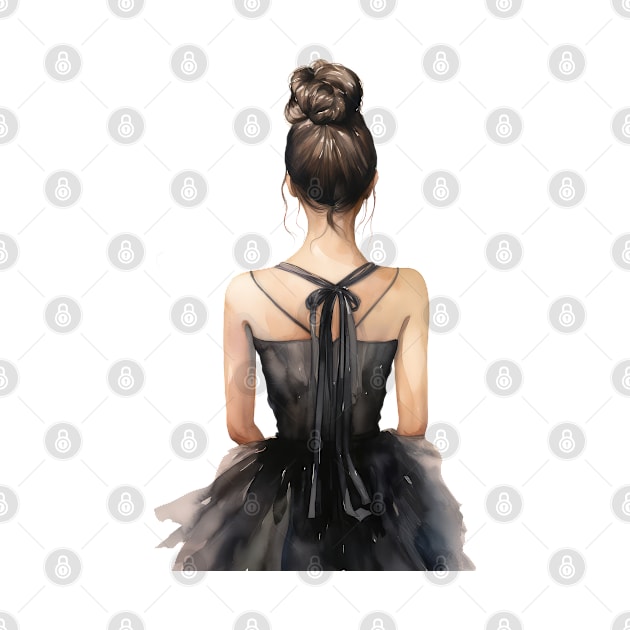 Ballet dancer in black dress by RosaliArt