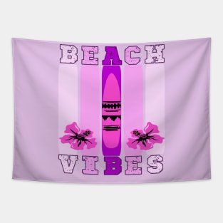 Pink Summer Beach Vibes Surfboard Floral design Tapestry