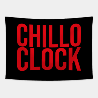 CHILLO CLOCK- Netflix style logo in bold red type Tapestry